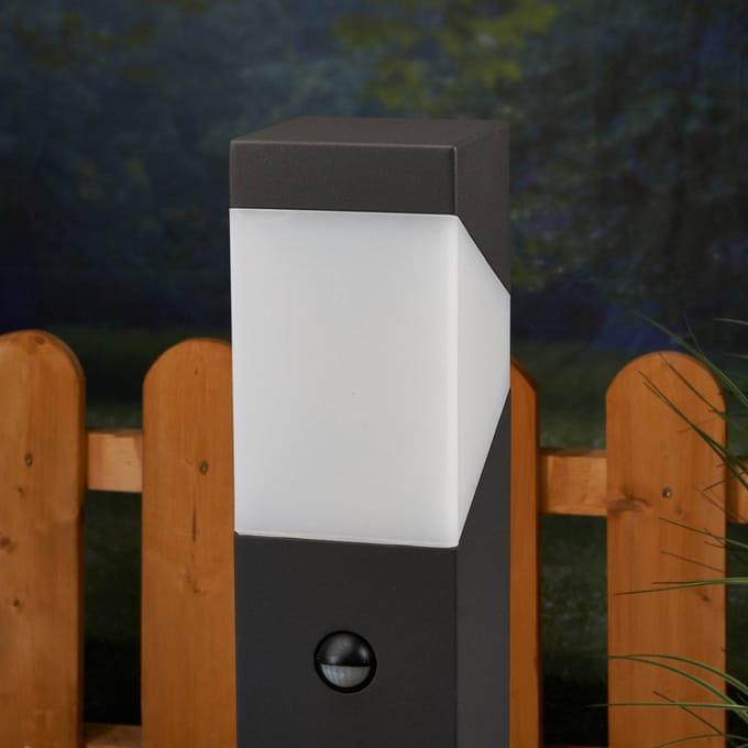 Lucande - Sokkellampen - 1licht - Aluminium, polycarbonaat - H: 60 cm - E27 - grafietgrijs, opaalwit