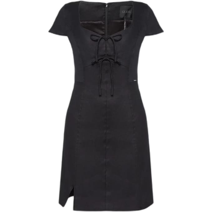 Guess Isabeau Bows Korte Mouwen Korte Jurk Zwart XS Vrouw