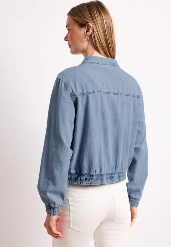 Denim-look blouson met zakken