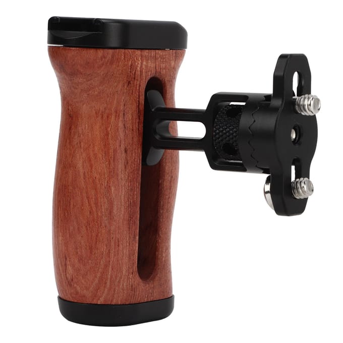 Camera Kooi Zijhandgreep Universeel Palissander Roterende Camera Kooi Handgreep voor Links en Rechts Vlog brown