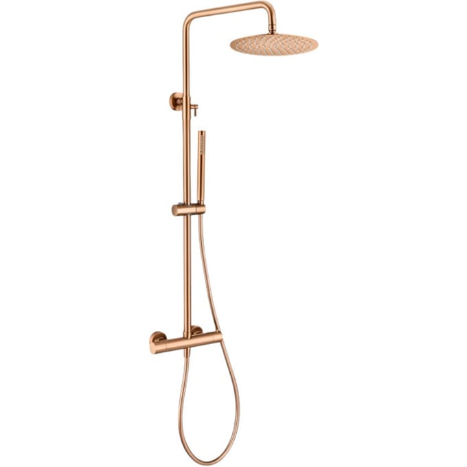 Vtw Living regendouche set met thermostatische mengkraan brons 25 cm