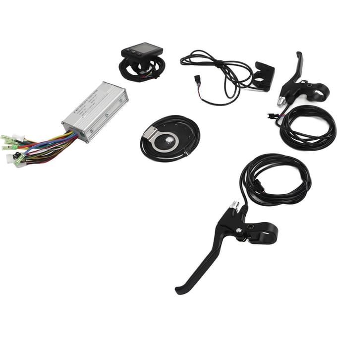 500W 22A DC 36V 48V Elektrische Fiets Controller S866 Display Meter Duim Gashendel Remhendel Set black