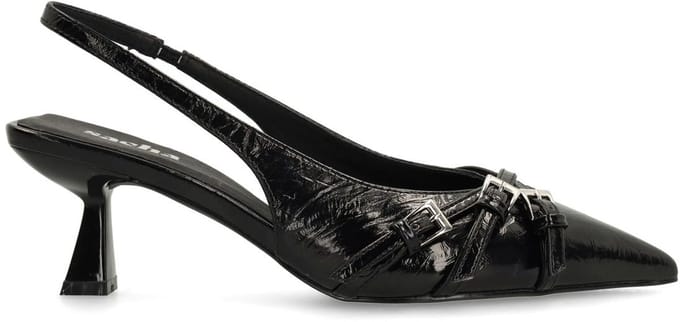 Sacha - Dames - Zwarte slingback pumps met gespen - Maat 41