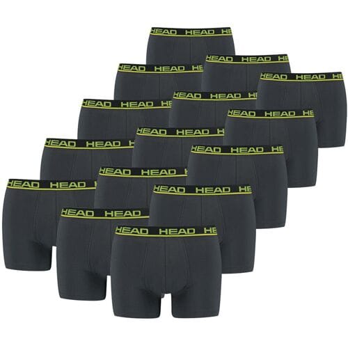 HEAD Boxershorts Basic Phantom / Lime Punch - 15-pack Grijze heren boxershorts - Maat M