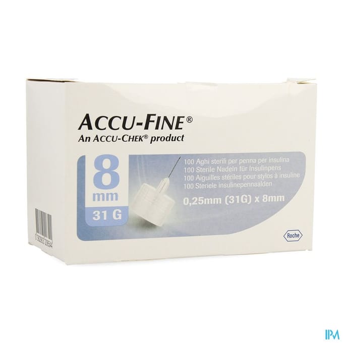 Accu Fine Naald 0.25x8 mm 31g 100 Canule