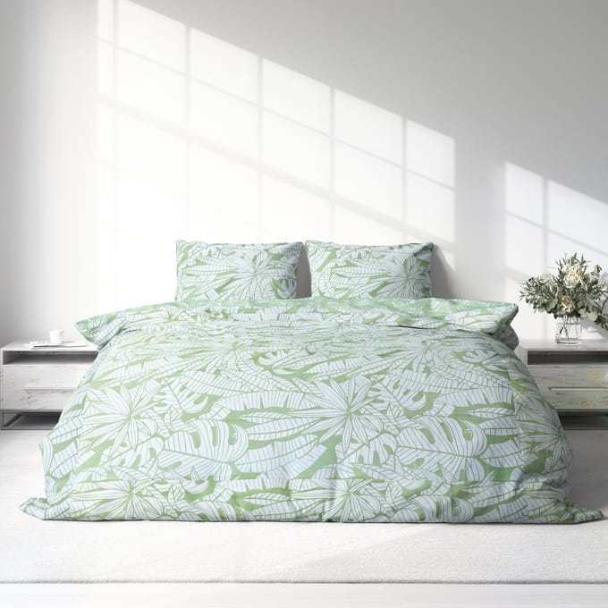 Dekbedovertrek 100% Katoen Premium - 240 x 260 cm - Extra breed - Leafs