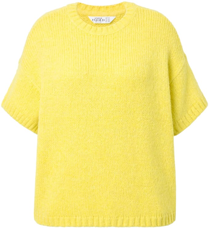 Studio Untold - Dames - Trui oversized model fancybreisel korte mouw - Groengeel - Maat 46+