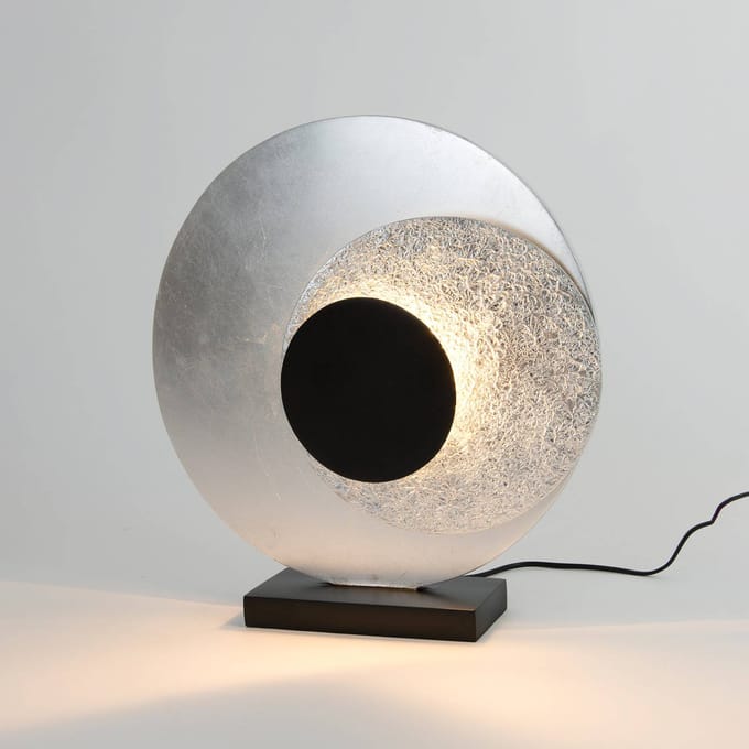 Holländer LED tafellamp La Bocca, zilver, hoogte 43 cm, 2-lamps, ijzer