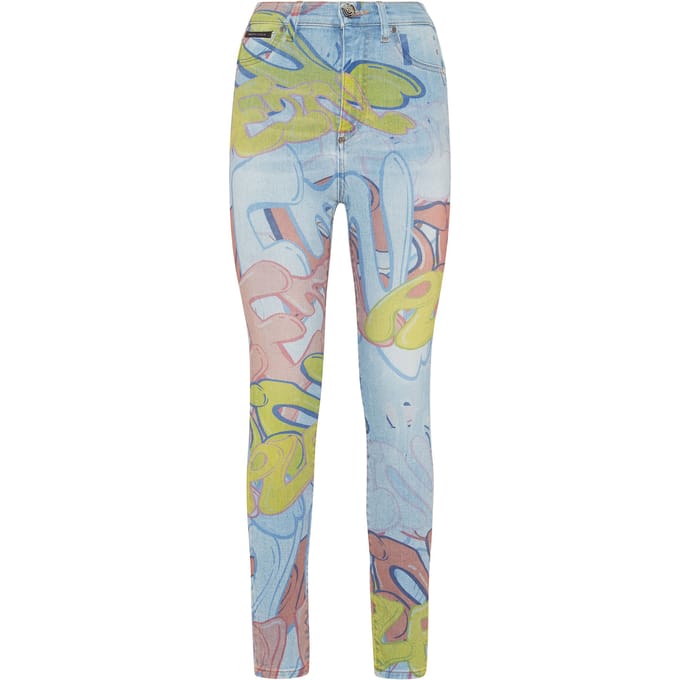 Super Hoge Taille Jegging Bombing Graffiti