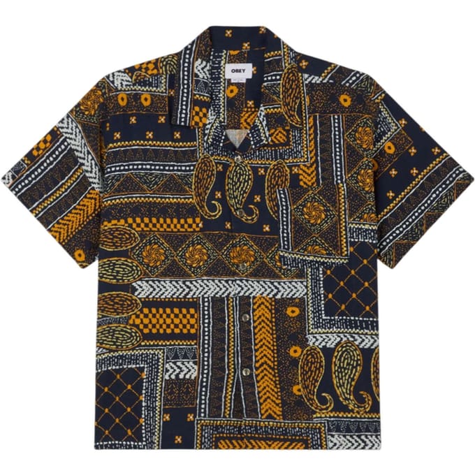 Obey Archie cuban shirt korte mouwen - marine multi