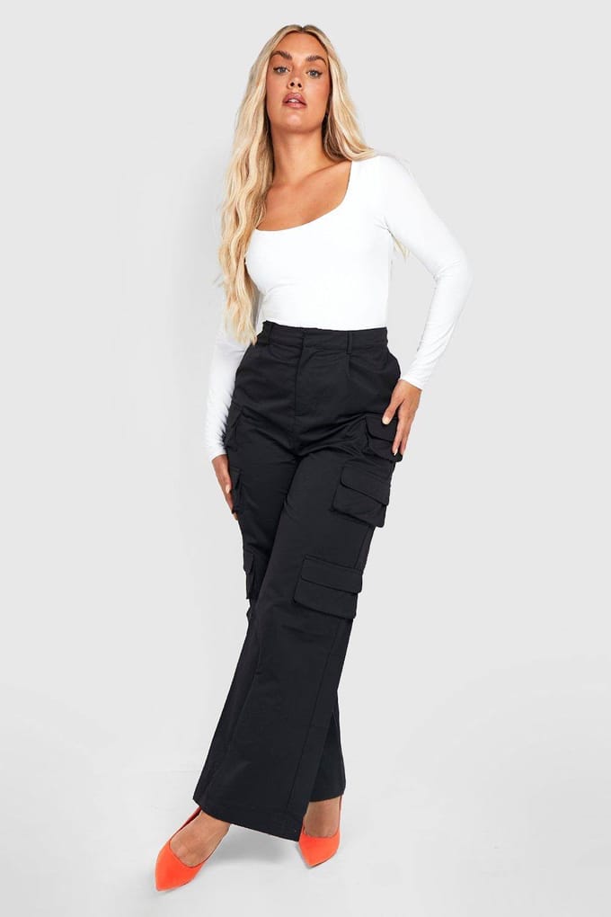 boohoo Dames Plus Double Layer Slinky Scoop Neck Bodysuit | Ivory | Maat: 26