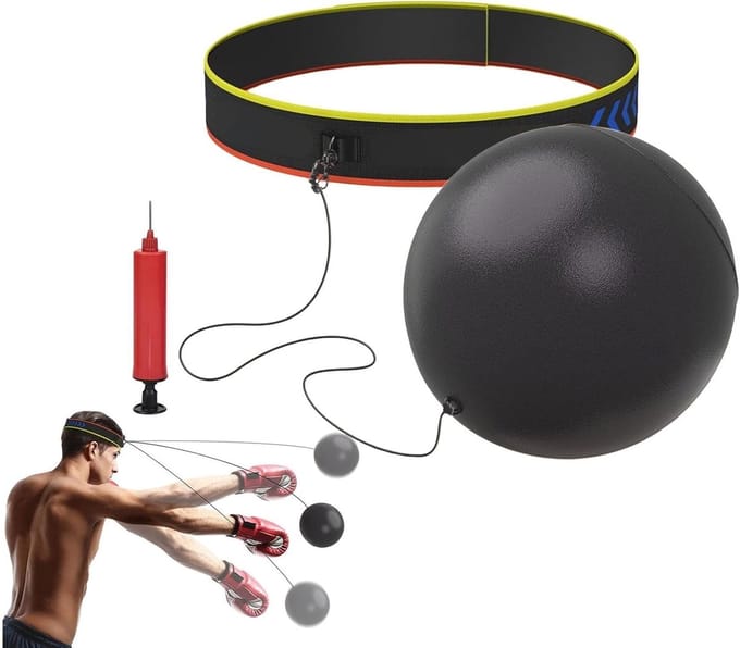 Boksbal met Hoofdband - Trainingsbal Reactie - Snelheid Trainen - Verstelbare Pasvorm - Opblaasbaar - Zwart