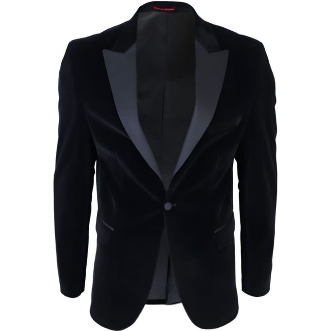 Heren zwart fluwelen diner smoking colbert blazer