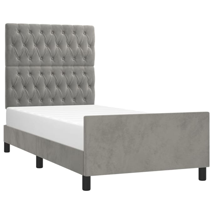 vidaXL - Bedframe - zonder - matras - 100x200 - cm - fluweel - lichtgrijs