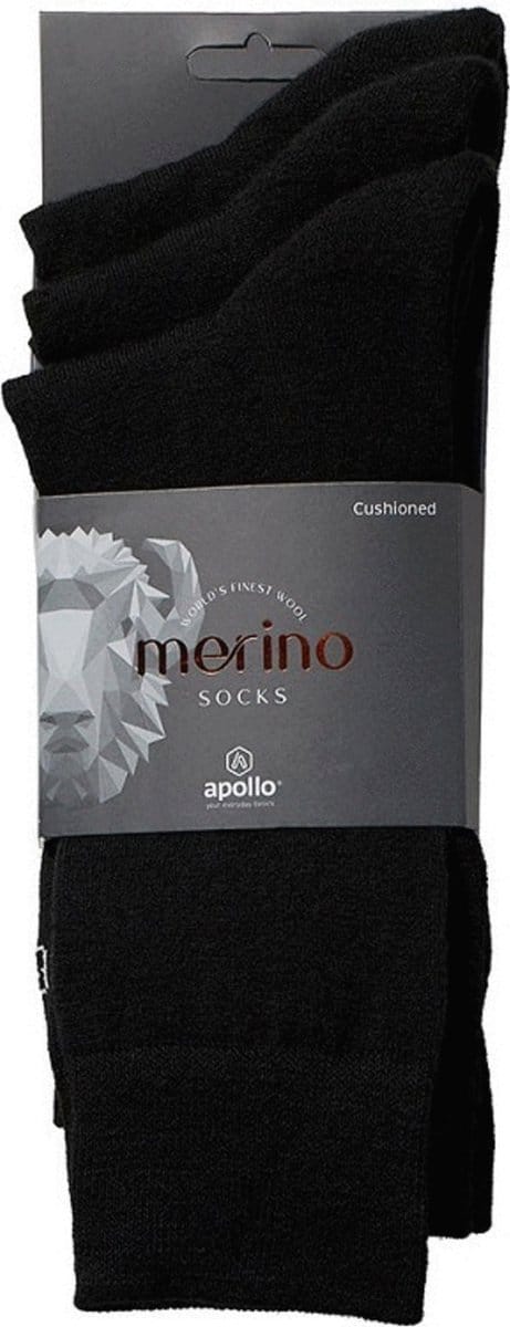 Apollo Sokken Wol/Terry 3-Pack Zwart - Sokken - 43-46