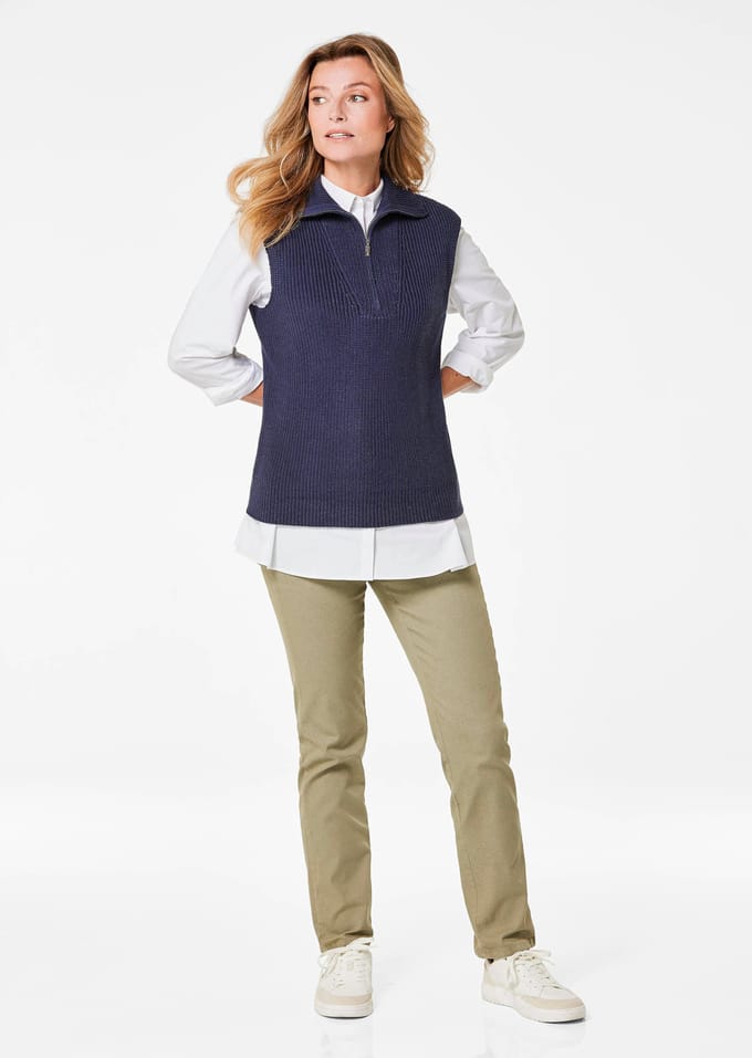 Modieuze slip-over met schipperstruikraag - marine - Gr. 25 van Goldner Fashion