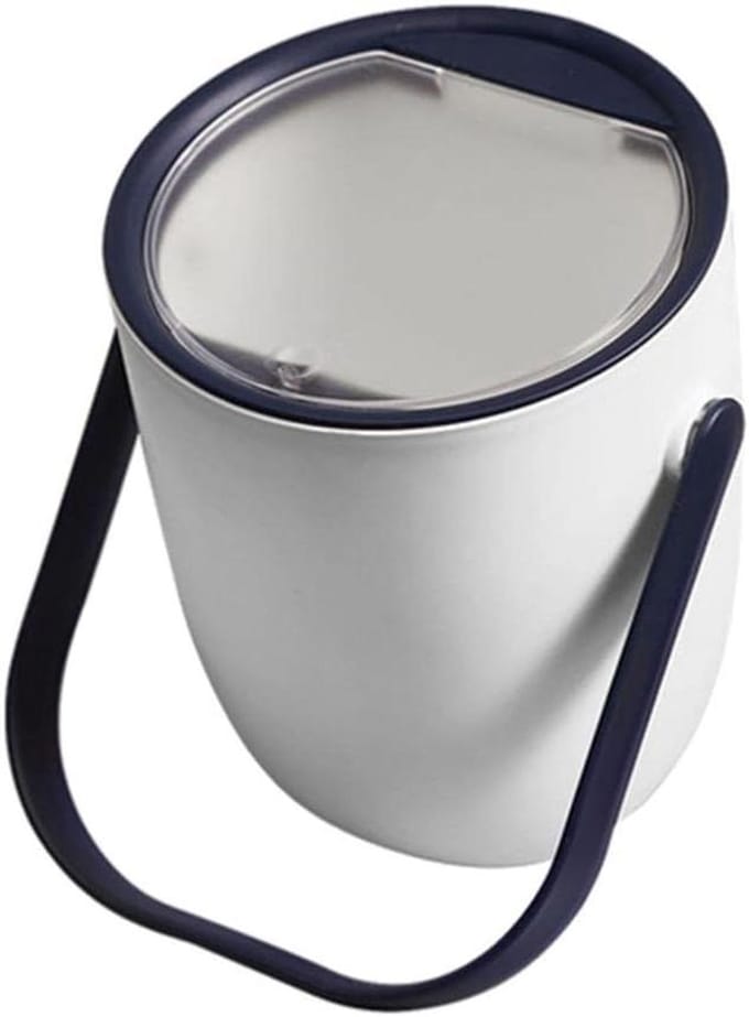 Mini prullenbak - Kleine afvalbak - Bureau opruimen - Pop-up deksel - 17 x 14 cm - Grijs