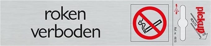 Pickup Route Alulook 165x44 mm - Roken verboden