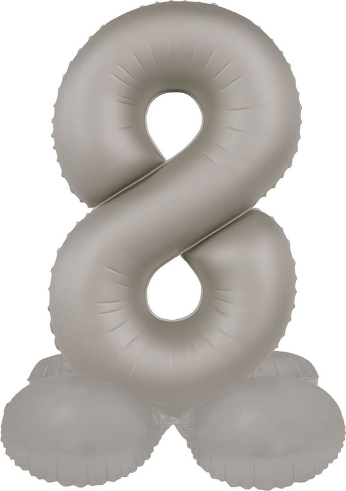 Folat - Staande folieballon Cijfer 8 Moonlight Silver - 41 cm