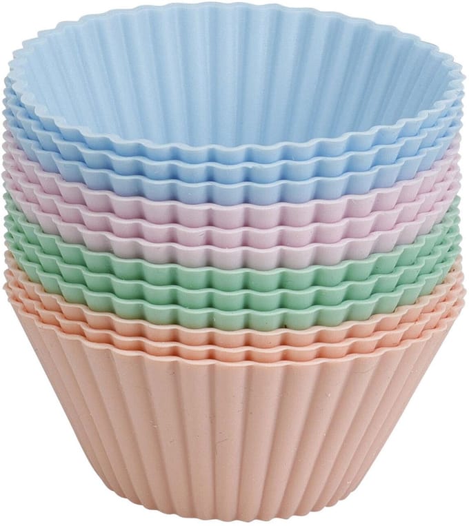 Set Siliconen Cupcakevormen 7x3,5cm - 12st..