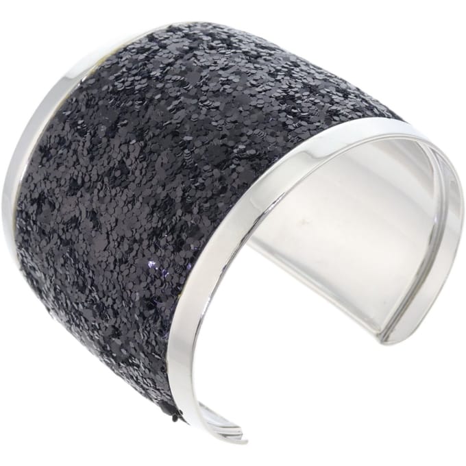Behave – Bangle – Zwart – Zilverkleurig – Glitterafwerking – Statement – Nikkelvrij