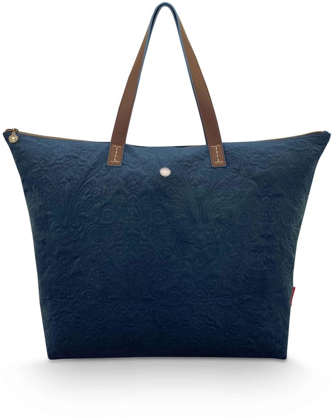 Pip Studio - Tilda - Quiltey Days - Shopper - Blauw - Fluweel / Polyester - 66x20x44cm