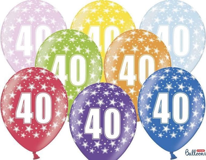 Verjaardag ballonnen 40 jaar Metallic Mix
