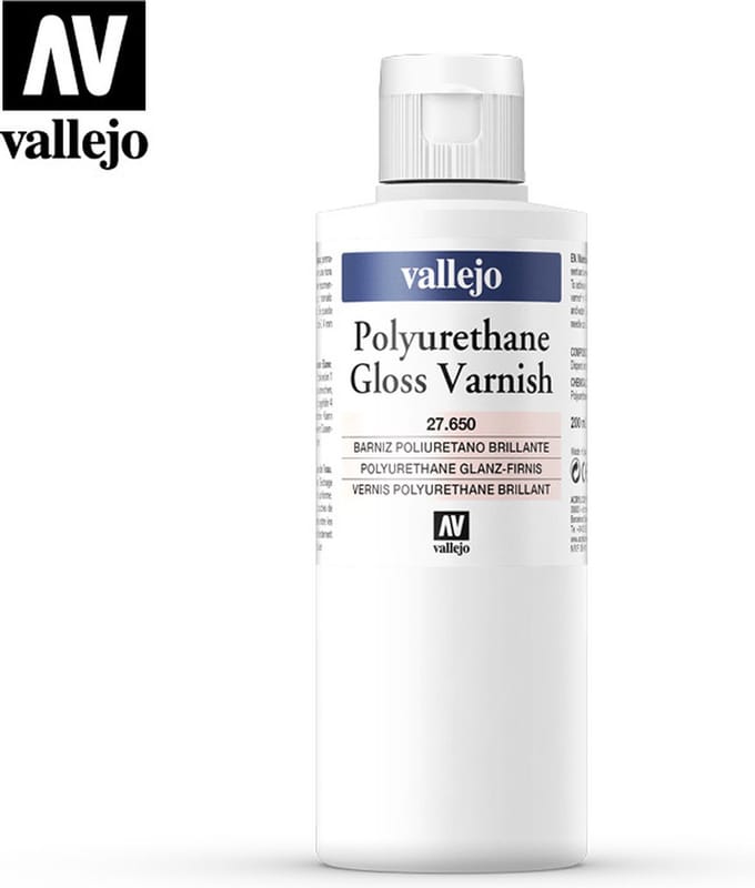 Vallejo Hobbyverf - 27650 Glanzend Polyurethane Vernis - Verf flesje - 200 ml