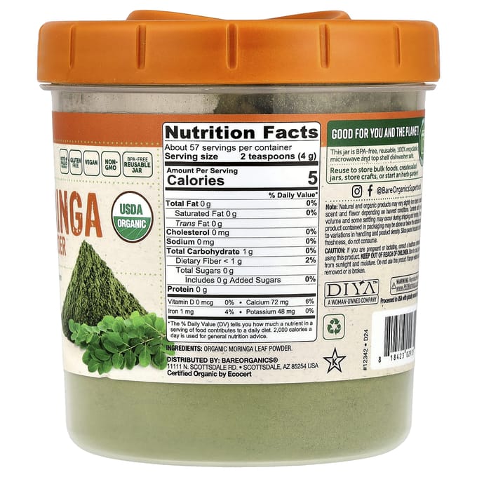 Biologisch Moringa Bladpoeder, 227G(8oz)