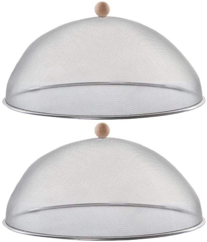 Set van 2x stuks luxe stevige Rvs vliegenkappen/voedselkappen 43 cm - Afdekkappen
