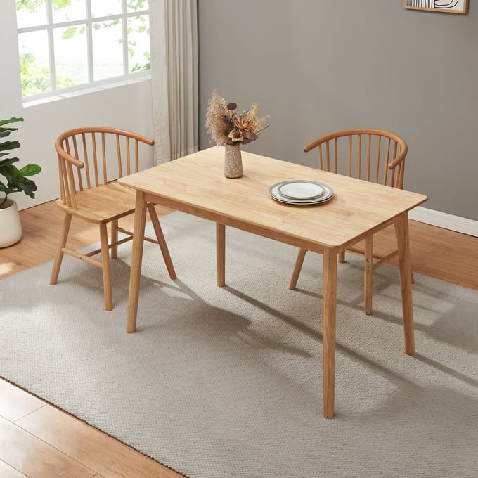 Eettafel Klijori 120x70x74 cm rubberhout naturel [en.casa]