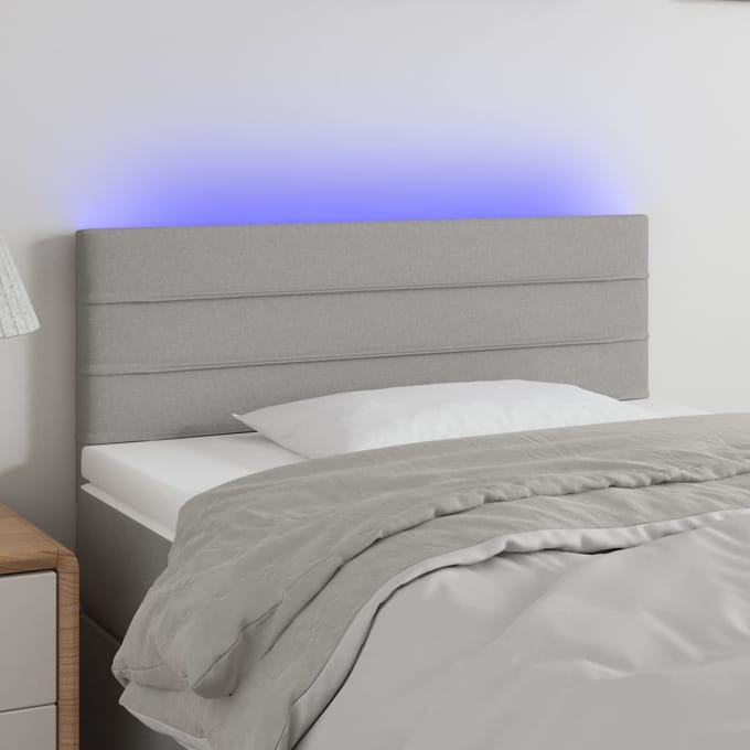 vidaXL - Hoofdbord - LED - 90x5x78/88 - cm - stof - lichtgrijs