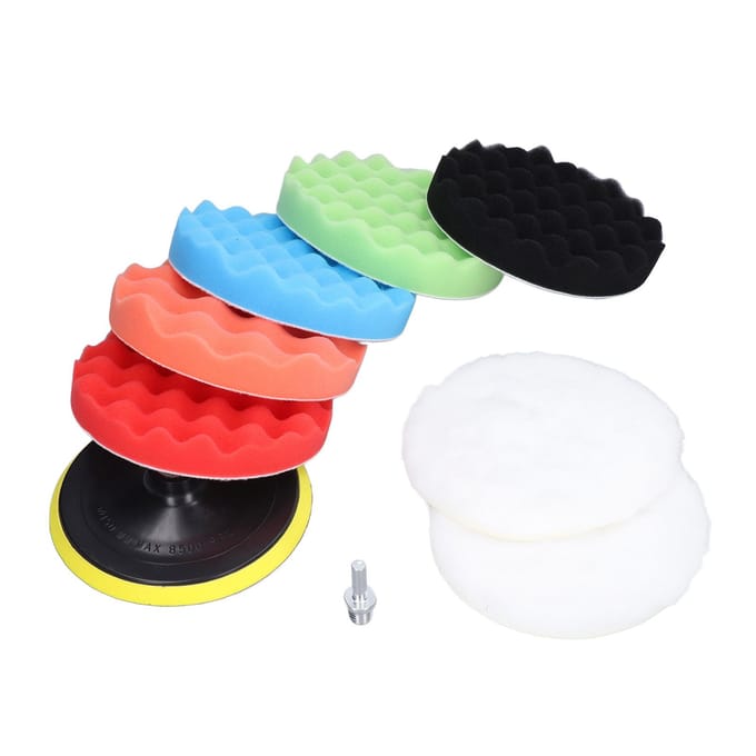 9Pcs Polishing Pad Buffing Sponge 150mm Diameter Cleaning Tool Set Kit for Car Boat red
