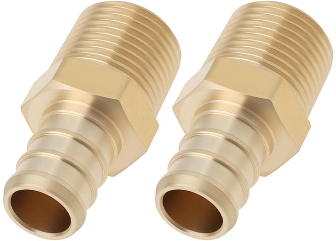 Dailygoods - 2 Stuks 1/2" PEX naar 3/8" NPT Mannelijke Connector Messing Fittingen