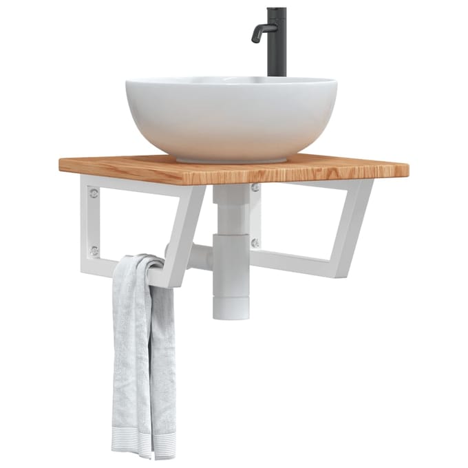 vidaXL - Badkamer - wandschap - staal - en - massief - eikenhout