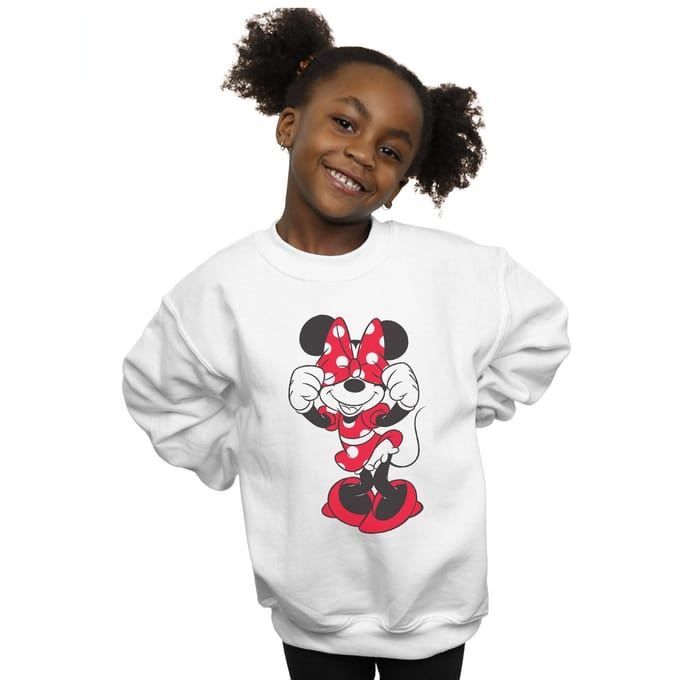Disney Meisjes Minnie Mouse Bow Eyes Sweatshirt (Wit)
