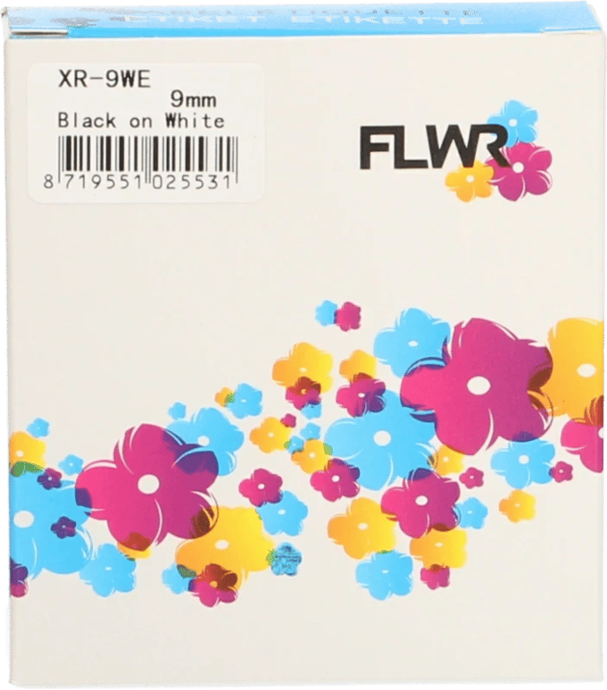 FLWR - Labels / Casio XR-9WE / zwart / Geschikt voor Casio