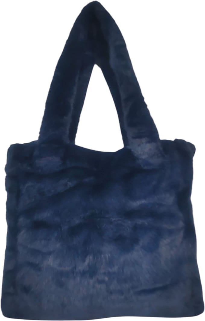 Qischa - Handtas - Tote bag - furry - blauw