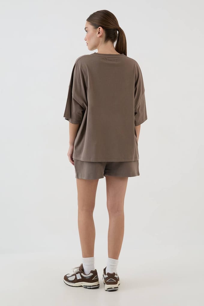 Dames Dsgn Studio Applique Oversized T-shirt | Taupe | Maat: Small