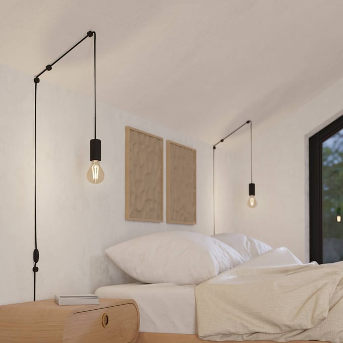 EGLO Hanglamp Pinetina, projectie 40 cm, zwart, stekker