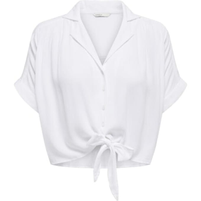 Only witte dames blouse   Revers kraag   Regular fit   Structuur patroon   Knoopsluiting   Duurzaam   Korte mouw Wit M