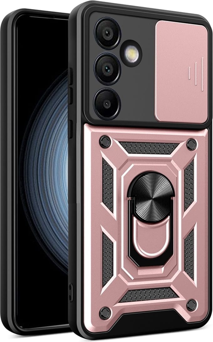 MobyDefend Hoesje - Geschikt voor Samsung Galaxy S24 FE - Pantsercase Met Draaibare Ring - Rosé