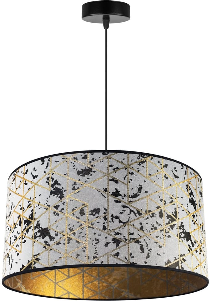 Light Home WERONA - Hanglamp 1-Lichts - Stoffen Kap Ø45 cm Grijs/Goud - E27