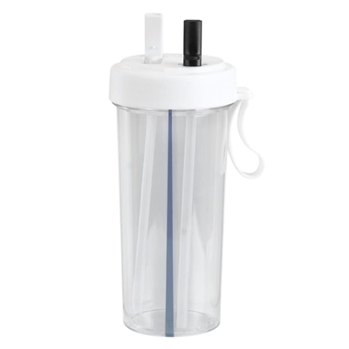 600ml Innovatieve Dubbel Gebruik Waterfles Rietje Waterbeker voor Thuis Buiten Kamperen SportWit wit