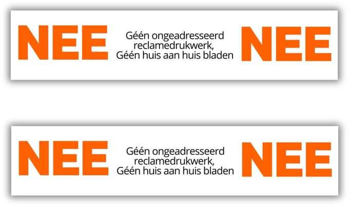 Nee Nee Brievenbus stickers - 14x3cm - set van 2 - Nee Nee stickers - UV en waterproof - Wit