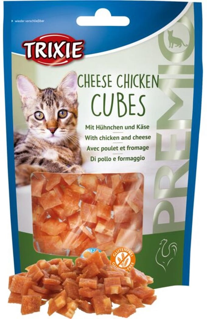Eigen merk Cheese Chicken cubes - kattensnoepjes - 5 zakjes van 50 gram -