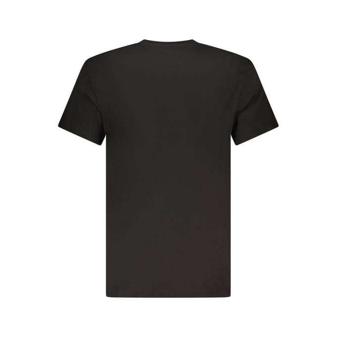 Cotton Round Neck T-shirt with Short Sleeves - Black