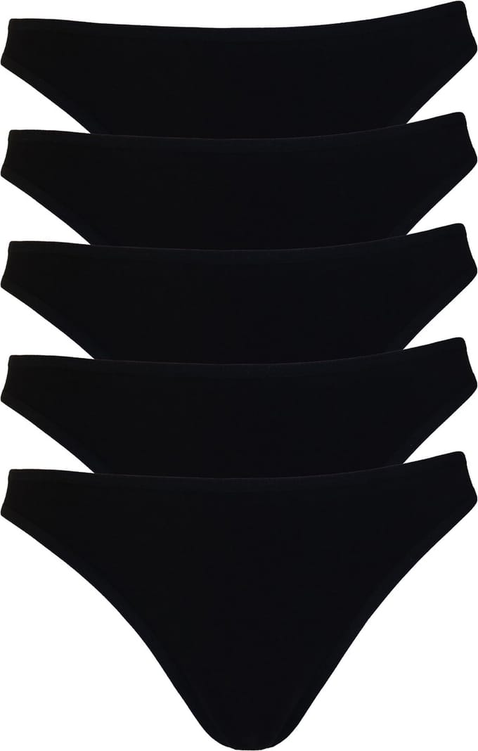 Amora - Dames string, Ondergoed dames, Lingerie - 5 stuks - Egyptisch katoen - Zwart - S