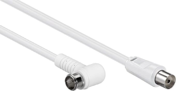 F-quick (m) haaks - Coax IEC (m) recht coaxkabel / wit - 2,5 meter