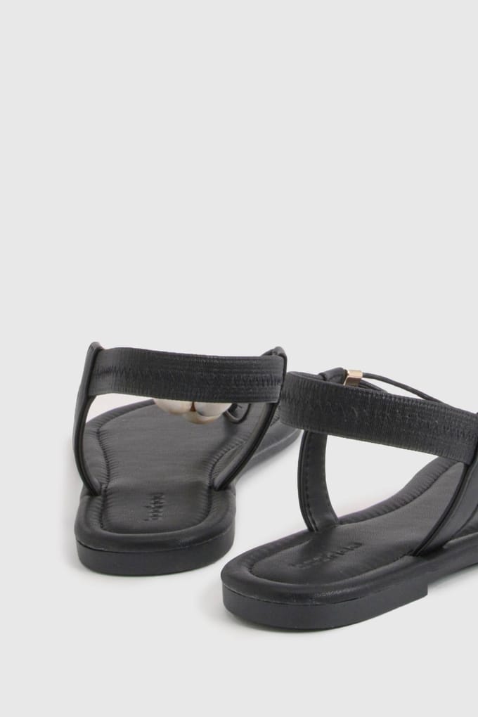 boohoo Dames Teenslippers Met Kralenversiering | Black | Maat: 3